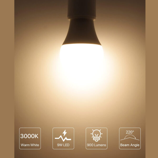 LED Light Bulbs, E27 Edison Screw Bulbs 60W Equivalent, Warm White 3000K ES Screw in Light Bulb, 9W 900lm Super Bright Energy Saving Lightbulbs for Lamp, Non-Dimmable 10W-E27-CANYON - Image 4