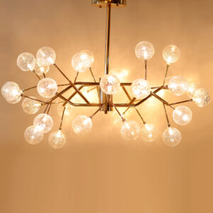 Elsewedy Gold Modern Chandelier with Branch Shapes G4 lamps, 18-Lamp Large Semi Flush Mount Ceiling Light Fixture, Industrial Close to Ceiling Light Fixtures for Living Room Bedroom Kitchen 1219/18-ELSEWEDY