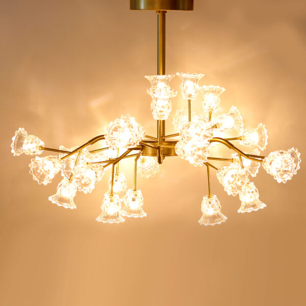 Home Semi Flush Mount Large Ceiling Light Fixture, 30 Light 30W Ceiling Lamp LED G4 Warm Light, Large Farmhouse Dining Room Living Bedroom Fixtures Gold Color 1253/30-ELSEWEDY