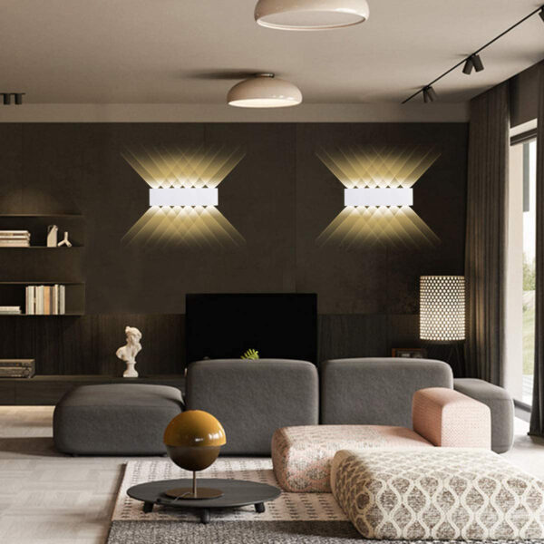 12W Waterproof Modern Wall Light LED Wall Lamp Aluminum LED Wall Sconce Up Down Indoor Outdoor for Bedroom Bathroom Hallway Porch Corridor Hotel Doorway Garden Pathway, White 3000K B2328-L-WH-ELSEWEDY - Image 3