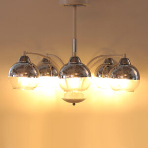 8 Light Chandelier Mid Century Glass Globe Sputnik Pendant Light Fixture Chrome Ceiling Light for Living Room Kitchen Dining Room Bedroom Farmhouse Color 1302/8-ELSEWEDY