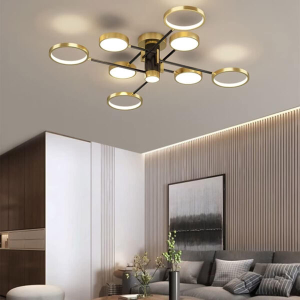 Ceiling Light 80W Modern Chandelier LED Ceiling Lamp, For Living Room Dining Room Bedroom, Creative Simple Ceiling Lamp-Black tricolor light 120 * 26cm 1315/8-BK+GD-ELSEWED - Image 2