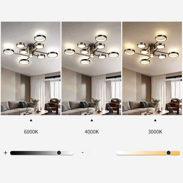 Ceiling Light 80W Modern Chandelier LED Ceiling Lamp, For Living Room Dining Room Bedroom, Creative Simple Ceiling Lamp-Black tricolor light 120 * 26cm 1315/8-BK+GD-ELSEWED - Image 3