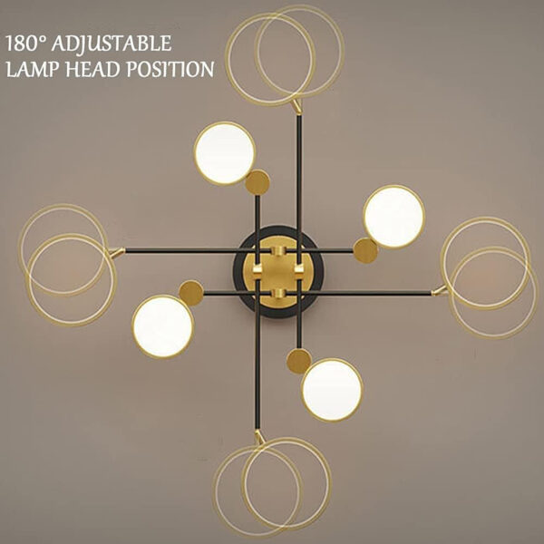 Ceiling Light 80W Modern Chandelier LED Ceiling Lamp, For Living Room Dining Room Bedroom, Creative Simple Ceiling Lamp-Black tricolor light 120 * 26cm 1315/8-BK+GD-ELSEWED - Image 4