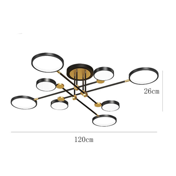 Ceiling Light 80W Modern Chandelier LED Ceiling Lamp, For Living Room Dining Room Bedroom, Creative Simple Ceiling Lamp-Black tricolor light 120 * 26cm 1315/8-BK+GD-ELSEWED - Image 9