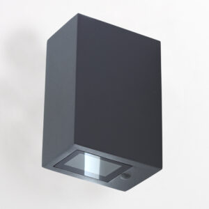 Outdoor Wall Lights, Outside Wall Light Mains Powered, Up Down External Lighting, IP54 Waterproof Anthracite Modern Rectangle Lamp, GU10 Wall Mounted Garden Lights for Front Door, Porch (No Bulb) IP54 EGYLUX 1862B1-EGX