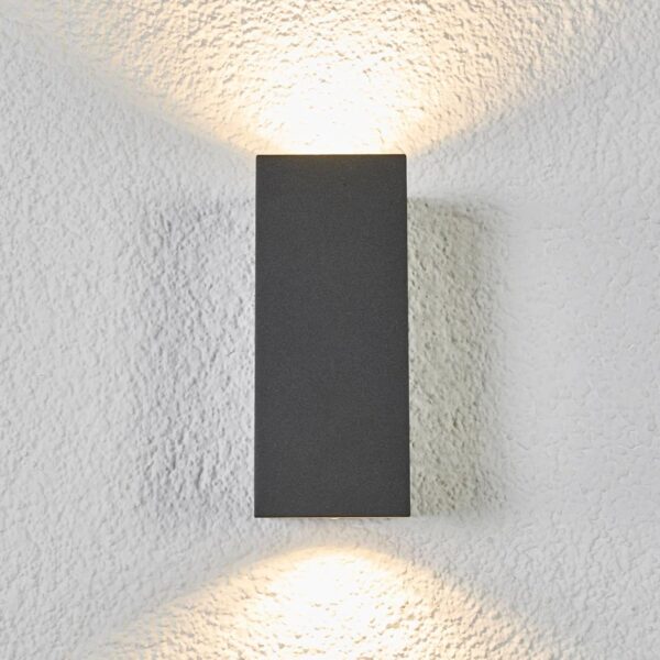 Outdoor Wall Lights, Outside Wall Light Mains Powered, Up Down External Lighting, IP54 Waterproof Anthracite Modern Rectangle Lamp, GU10 Wall Mounted Garden Lights for Front Door, Porch (No Bulb) IP54 EGYLUX 1862B1-EGX - Image 2