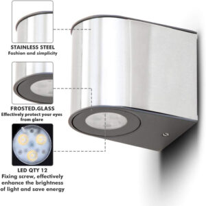 Outside Wall Light Aluminum Up Down Outdoor Wall lamp, 9W Exterior Wall Sconce, IP54 Waterproof Garden Lights for Front Door, Patio, Terrace, Hallway, Garage, Porch EGYLUX 1890S-9W-WW-EGX