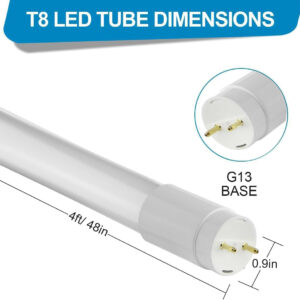 T8 LED Rod 4 Foot, 18 Watt Equivalent, Type A Tube Light, Plug & Play, T8 or T12 LED Fluorescent Replacement, Frosted, 3000K Warm White, 6000K Day White 18W-T8-ELSEWEDY