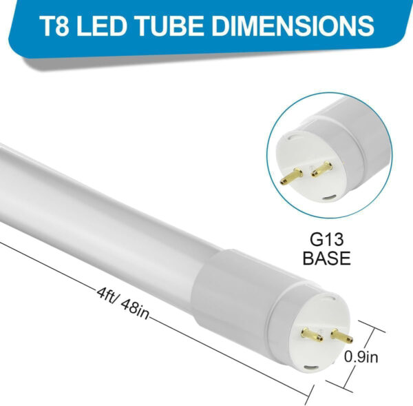 T8 LED Rod 4 Foot, 18 Watt Equivalent, Type A Tube Light, Plug & Play, T8 or T12 LED Fluorescent Replacement, Frosted, 3000K Warm White, 6000K Day White 18W-T8-ELSEWEDY