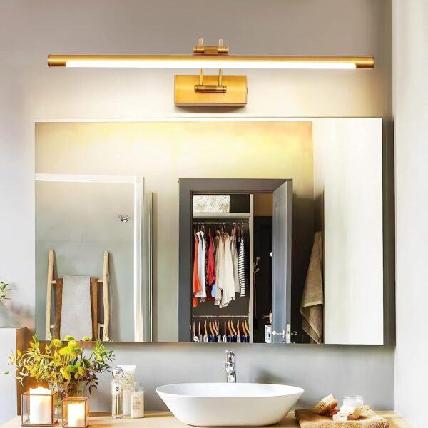 Gold Bathroom Light Fixtures Over Mirror 20W 180° Rotatable Dimmable Vanity Light Bar, Brushed Gold Bathroom Vanity Lights Above Mirror 2006-L-Elsewedy - Image 4