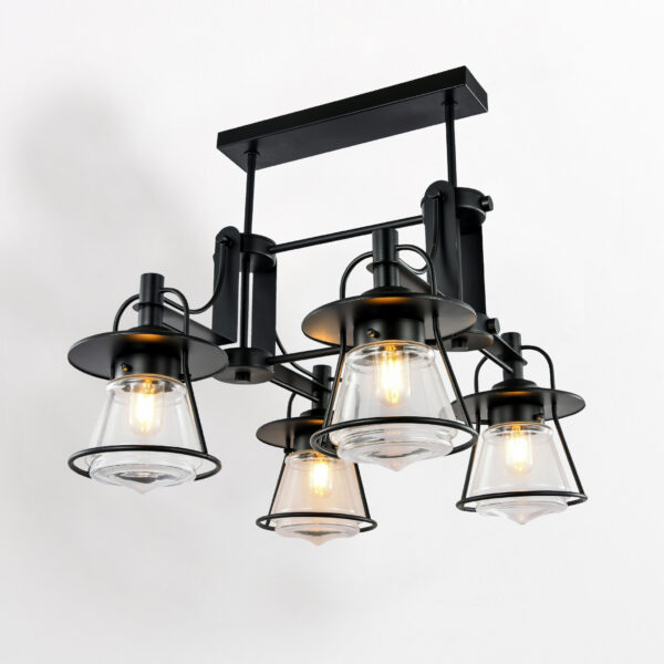 Dining Room Crystal Ceiling Light Fixture, 4-Light E27 Base Lamps Semi Flush Mount Ceiling Light Modern Ceiling Light with Clear Crystal Shade for Living Room Kitchen Entryway 2075-4H-ELSEWEDY