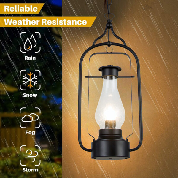 Outdoor E27 Pendant Light, Outdoor Hanging Lights in Black Finish with Bubble Glass Design, Waterproof Exterior Hanging Lantern Outdoor Chandelier for Gazebo, Porch, Patio, Hallway, Entryway 2083-1H-ELSEWEDY - Image 2