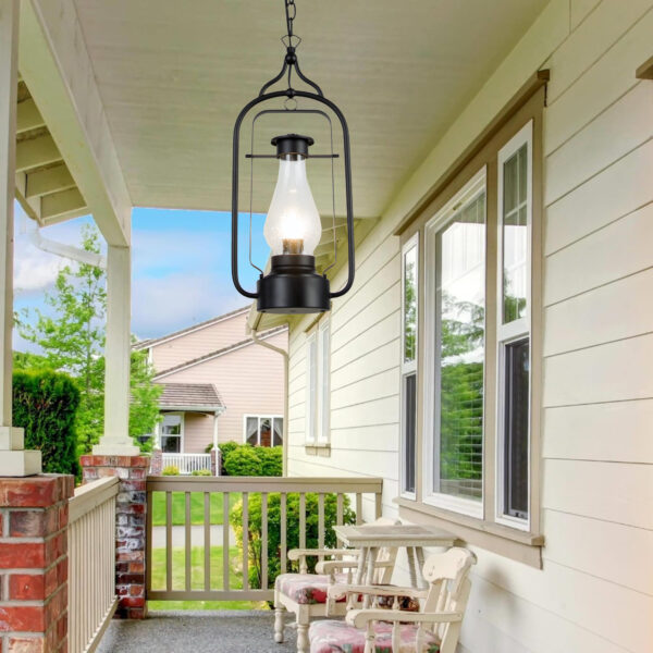 Outdoor E27 Pendant Light, Outdoor Hanging Lights in Black Finish with Bubble Glass Design, Waterproof Exterior Hanging Lantern Outdoor Chandelier for Gazebo, Porch, Patio, Hallway, Entryway 2083-1H-ELSEWEDY - Image 3
