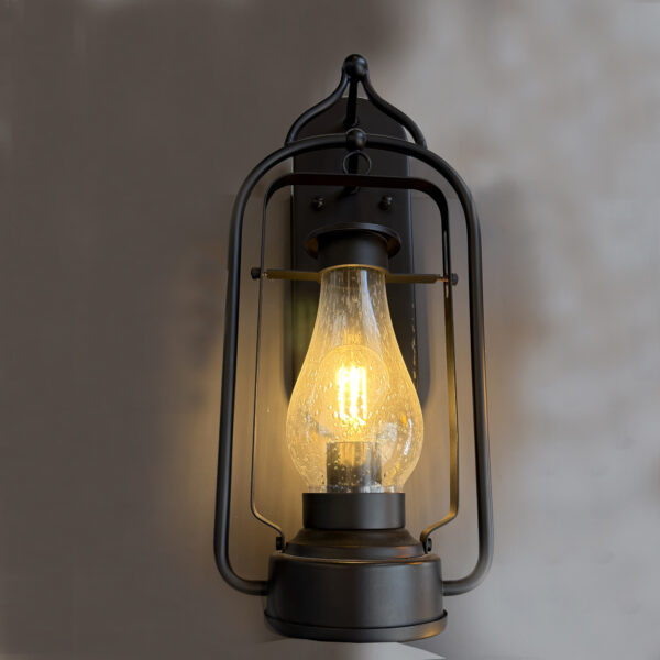 E27 Antique Outdoor Light Fixtures Wall Mount Lantern Square Vintage Aluminum Exterior Wall Sconces, IP44 Waterproof 1-Light Patio Villa Wall Lamp Lighting, Black 2083-1W-ELSEWEDY