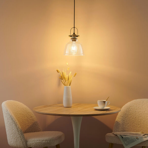 Kitchen Island Pendant Light Fixtures 3000K LED Amber Modern Ceiling Hanging Lighting Amber Glass Shade Nordic Style Adjustable Pendant Lamp for Dining Room Bedroom Hallway 2109/1-ELSEWEDY - Image 3