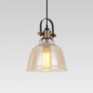 Kitchen Island Pendant Light Fixtures 3000K LED Amber Modern Ceiling Hanging Lighting Amber Glass Shade Nordic Style Adjustable Pendant Lamp for Dining Room Bedroom Hallway 2109/1-ELSEWEDY