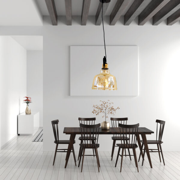 Kitchen Island Pendant Light Fixtures 3000K LED Amber Modern Ceiling Hanging Lighting Amber Glass Shade Nordic Style Adjustable Pendant Lamp for Dining Room Bedroom Hallway 2109/1-ELSEWEDY - Image 4