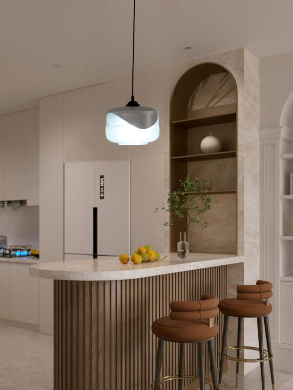 Modern Pendant Light Fixtures, Industrial Hanging Ceiling Lamp with Clear Glass Shade, Farmhouse Pendant Lighting for Kitchen Island Decor Living Room Hallway Bedroom Dining Hall Bar 2111/1-ELSEWEDY - Image 2