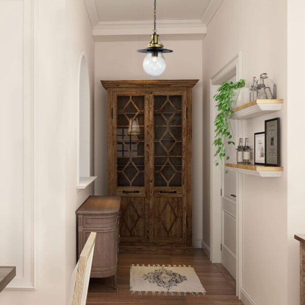 Outdoor E27 Pendant Light, Outdoor Hanging Lights in Yellow Golden Finish with Bubble Glass Design, Waterproof Exterior Hanging Lantern Outdoor Chandelier for Gazebo, Porch, Patio, Hallway, Entryway 2165-1H-ELSEWEDY - Image 4