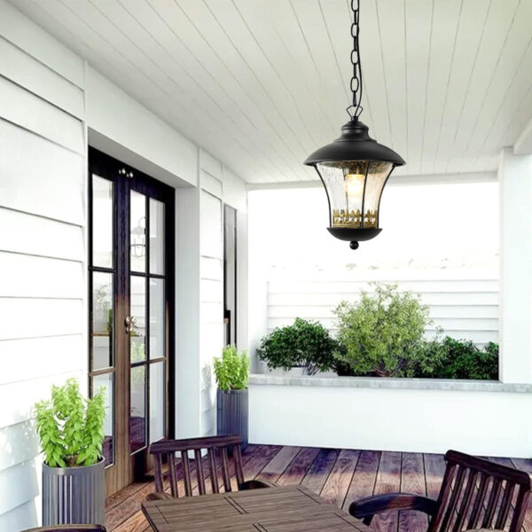 Outdoor E27 Pendant Light, Outdoor Hanging Lights in Black Finish with Bubble Glass Design, Waterproof Exterior Hanging Lantern Outdoor Chandelier for Gazebo, Porch, Patio, Hallway, Entryway 2218-1H-ELSEWEDY - Image 6