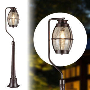 ELSEWEDY  Bollard Garden Light IP44 E27 2229-1FT Lawn Light Exterior Waterproof Rustproof Garden Light Traditional Art Garden Light Outdoor Landscape Street Lighting Fixtures Aluminum Glass Art Lawn Bollard Decoration Lights Stadium