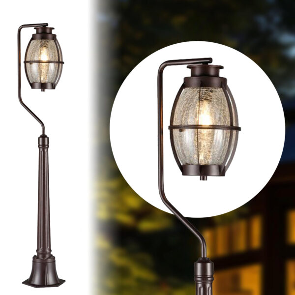 ELSEWEDY  Bollard Garden Light IP44 E27 2229-1FT Lawn Light Exterior Waterproof Rustproof Garden Light Traditional Art Garden Light Outdoor Landscape Street Lighting Fixtures Aluminum Glass Art Lawn Bollard Decoration Lights Stadium