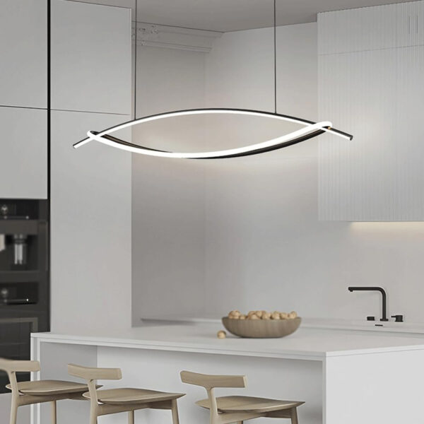 Modern LED Chandelier, Arch Black Chandelier, Adjustable Height Luxury Led Pendant Light for High Ceiling Living Room, Bedroom, Dining Room, Kitchen Island 24021-BL-ELSEWEDY - Image 4