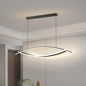 Modern LED Chandelier, Arch Black Chandelier, Adjustable Height Luxury Led Pendant Light for High Ceiling Living Room, Bedroom, Dining Room, Kitchen Island 24021-BL-ELSEWEDY
