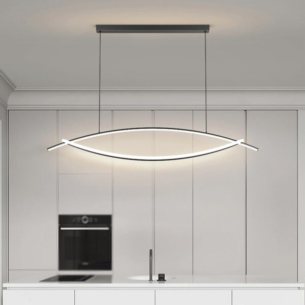 Modern LED Chandelier, Arch Black Chandelier, Adjustable Height Luxury Led Pendant Light for High Ceiling Living Room, Bedroom, Dining Room, Kitchen Island 24021-BL-ELSEWEDY - Image 5