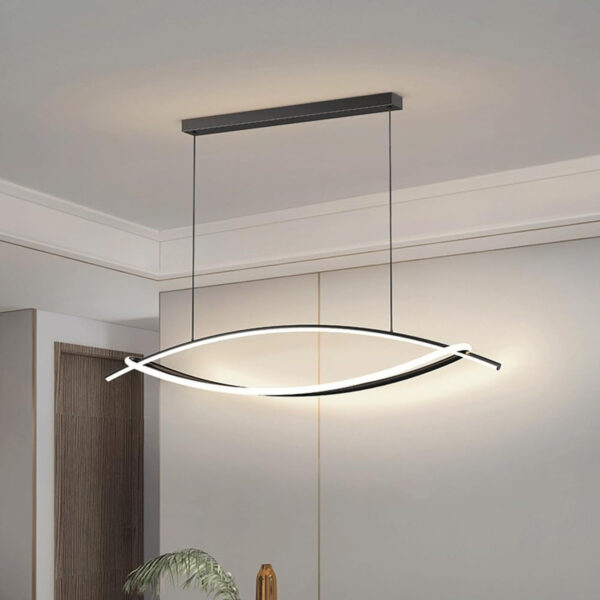 Modern LED Chandelier, Arch Black Chandelier, Adjustable Height Luxury Led Pendant Light for High Ceiling Living Room, Bedroom, Dining Room, Kitchen Island 24021-BL-ELSEWEDY