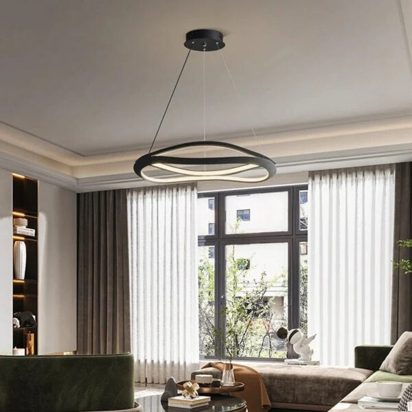 LED Pendant Light Dining Table Pendant Light Modern Pendant Light Adjustable Pendant Light Black Color Pendant Light Dining Room Kitchen, Living Room, Office Lamp 24022-800-BK-ELSEWEDY - Image 4