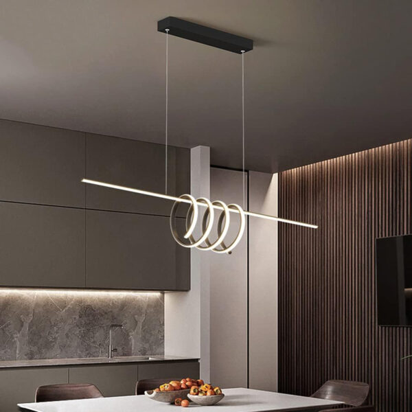 Hanging Lamp , Nordic Metal Strip Pendant Light Modern Home Dining Table Chandelier LED Tricolor Dimmable Ceiling Hanging Lamp Simplicity Office Cafe Decor Suspended Light Fixture - Image 3