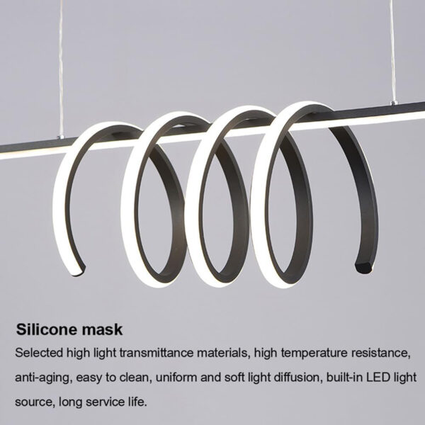 Hanging Lamp , Nordic Metal Strip Pendant Light Modern Home Dining Table Chandelier LED Tricolor Dimmable Ceiling Hanging Lamp Simplicity Office Cafe Decor Suspended Light Fixture - Image 4