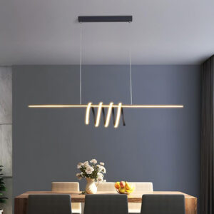 Hanging Lamp , Nordic Metal Strip Pendant Light Modern Home Dining Table Chandelier LED Tricolor Dimmable Ceiling Hanging Lamp Simplicity Office Cafe Decor Suspended Light Fixture