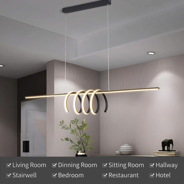 Hanging Lamp , Nordic Metal Strip Pendant Light Modern Home Dining Table Chandelier LED Tricolor Dimmable Ceiling Hanging Lamp Simplicity Office Cafe Decor Suspended Light Fixture - Image 7