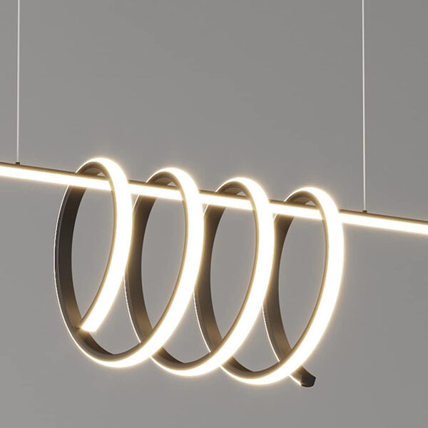 Hanging Lamp , Nordic Metal Strip Pendant Light Modern Home Dining Table Chandelier LED Tricolor Dimmable Ceiling Hanging Lamp Simplicity Office Cafe Decor Suspended Light Fixture - Image 8