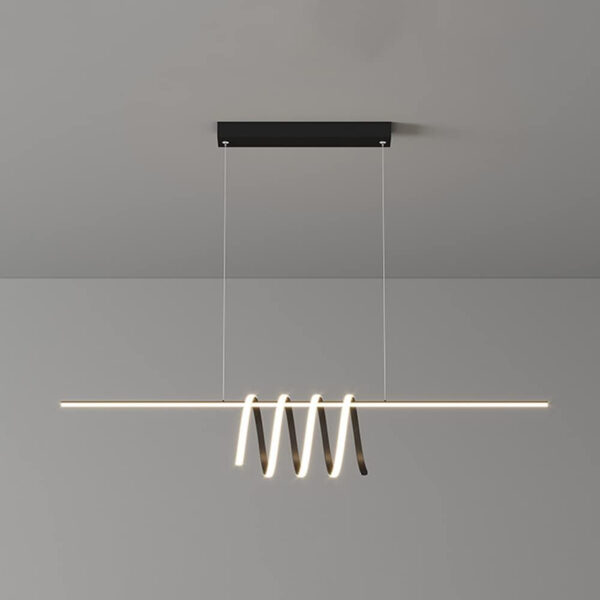 Hanging Lamp , Nordic Metal Strip Pendant Light Modern Home Dining Table Chandelier LED Tricolor Dimmable Ceiling Hanging Lamp Simplicity Office Cafe Decor Suspended Light Fixture - Image 10