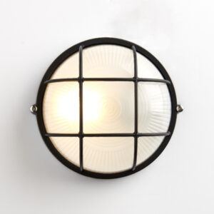 Round Bulkhead Light, E27 Lamp Nautical Aluminum Wall Sconce, IP54 Rated Outdoor Waterproof Wall Lamp, Indoor Or Outdoor Light, Retro Industrial Wall Light Garden, Shed, Workshop, Patio and Garage Egylux 3011SB-EGX