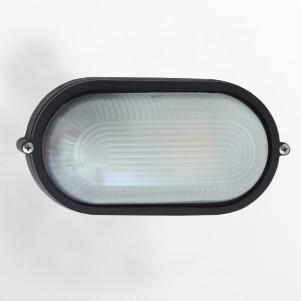 Waterproof Grid Oval Round Bulkhead Ceiling LED Light Flush Mount for Wall or Ceiling Nautical Black Lamp E27 Light IP54 Egylux 3022B-EGX - Image 2