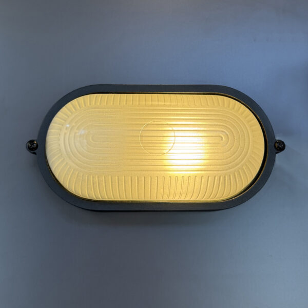 Waterproof Grid Oval Round Bulkhead Ceiling LED Light Flush Mount for Wall or Ceiling Nautical Black Lamp E27 Light IP54 Egylux 3022B-EGX - Image 4