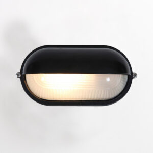 Oval Eyelid Bulkhead Black Wall Ceiling Light Weatherproof Indoor Outdoor Garden Patio Porch Drive Way Balcony Door Garage E27 Light IP44 Egylux 3023B-EGX