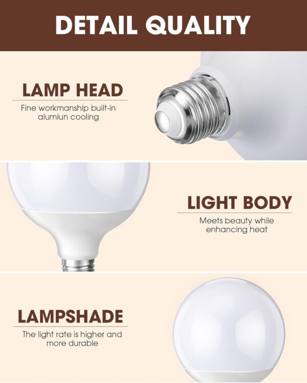 Led Light Bulb, G120 Globe Bulb,30W(150W Equivalent) Led Bulbs Warm White 3000K, Cool White 6500K Large Globe Light Bulbs, Non-Dimmable, E27 Base, 3000 Lumen, Energy Saving, Perfect for Home Living Room Lighting 30W-E27-CANYON - Image 4