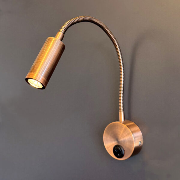 Bedside Reading Wall Light, AC85-265V LED Flexible Gooseneck Reading Study Bed Lamp OFF/ON Switch Bedroom, Living Room, Study Room(3000K Warm White-3W) Red Bronze Elsewedy 40-01C-SPOTLIGHT