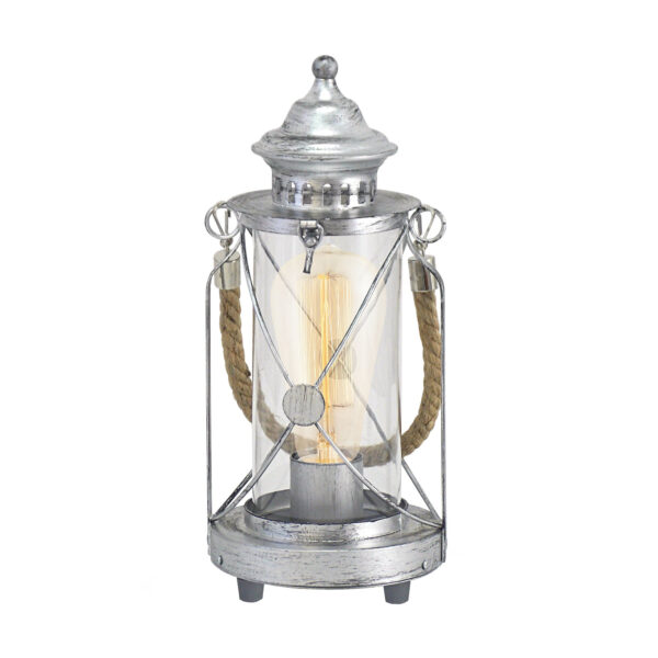 Industrial Table Lamp, Fully Modern Night stand Lamp, Glass Shade Bedside Desk Lamp for Bedroom Living Room Office, 6W 3000K LED Bulb Included 1XE27 SILVER 14cm BRADFORD 49284-EGLO - Image 4