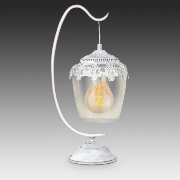 Industrial Table Lamp, Fully Modern Night stand Lamp, Glass Shade Bedside Desk Lamp for Bedroom Living Room Office, 6W 3000K LED Bulb Included 1XE27 SILVER 17cm SUDUBURY 49293-EGLO - Image 2