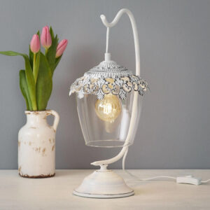 Industrial Table Lamp, Fully Modern Night stand Lamp, Glass Shade Bedside Desk Lamp for Bedroom Living Room Office, 6W 3000K LED Bulb Included 1XE27 SILVER 17cm SUDUBURY 49293-EGLO