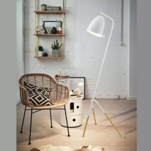 Floor Lamp, 600 Lumens LED E27 Bulb Included, Arc Floor Lamps for Living Room Modern Standing Lamp with Shade, Tall Lamp for Bedroom Office Dining Room- 148 cm 1XE27 WHITE GOLD 49944-EGLO