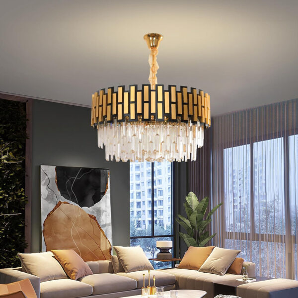 Chandeliers Modern Crystal Chandeliers, Round Gold Crystal Chandelier, Contemporary Luxury Pendant Ceiling Lighting Fixture for Dining Living Room Kitchen Island Bedroom Foyer Hallway (60 * 39cm) - Image 2