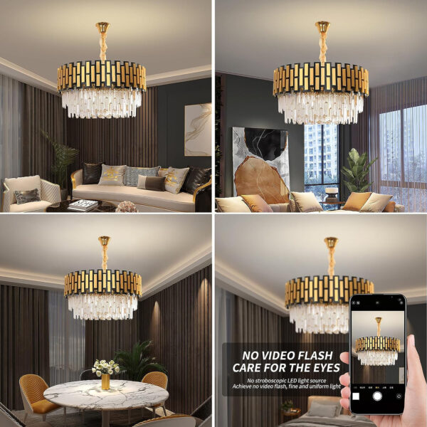 Chandeliers Modern Crystal Chandeliers, Round Gold Crystal Chandelier, Contemporary Luxury Pendant Ceiling Lighting Fixture for Dining Living Room Kitchen Island Bedroom Foyer Hallway (60 * 39cm) - Image 4